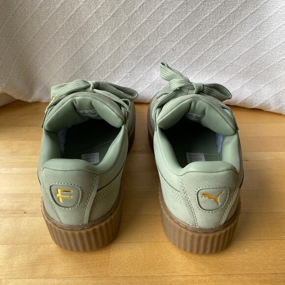 PUMA x FENTY Creeper Phatty Leather Sneakers Green Fog Nubuck Gum Sole Size 10 - Picture 4 of 10